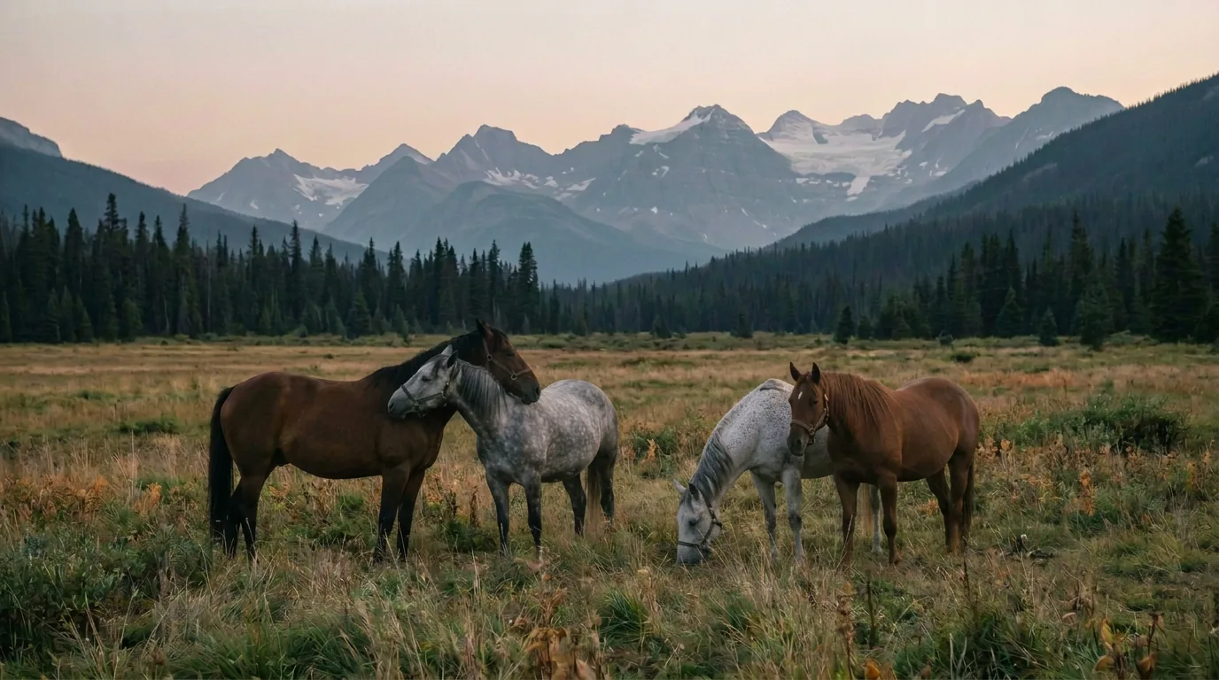 Chevaux en liberté, Centre équestre du Corbier, Savoie